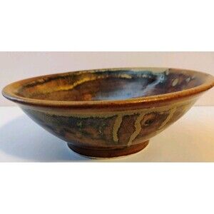 Vintage Studio Art Pottery Bowl Hand Thrown Stoneware Signed Maureen 7"